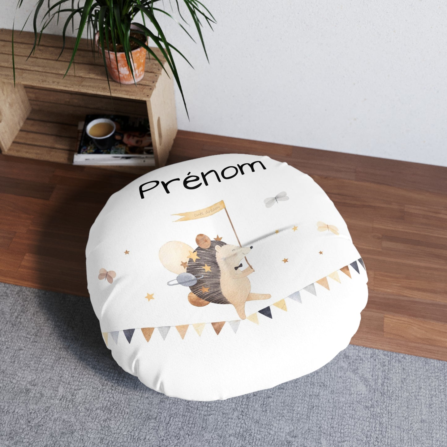 Round tufted floor cushion, CELIAN collection