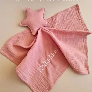 Personalized Name Baby Gift Custom Baby Muslin Comforter Toy Cotton Moon Star Security Blanket Baby Sleeping Doll Saliva Towels